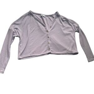 Hollister Women’s Lavender Ribbed Cropped Cardigan Size M